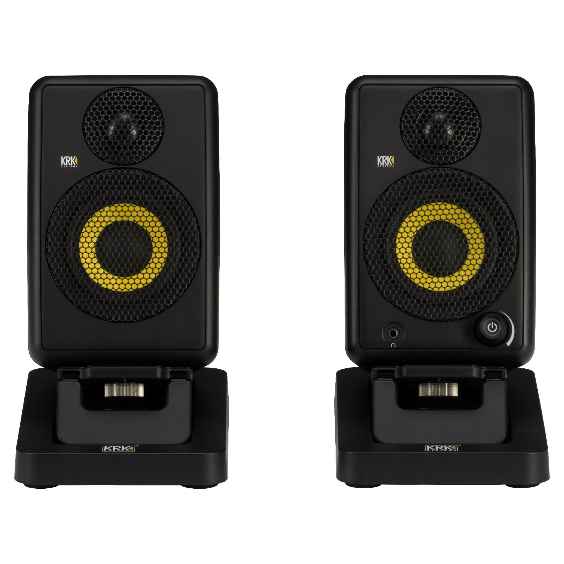 KRK GoAUX 3 Portable Powered Studio Monitors - Stands 1