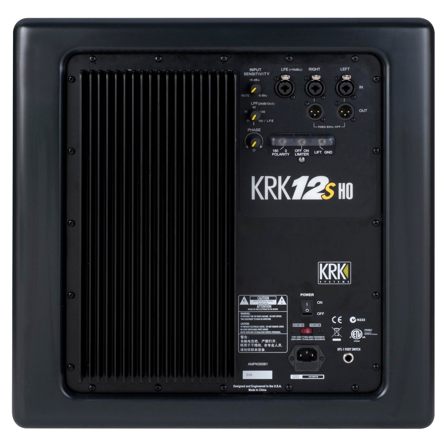 KRK 12sHO Powered Studio Subwoofer - Back