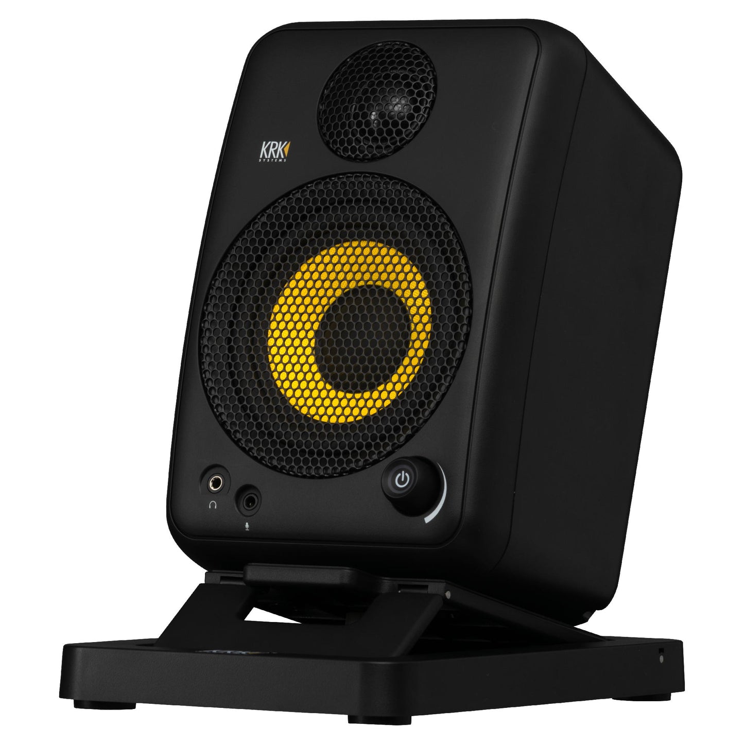 KRK GoAUX 4 Portable Powered Studio Monitors - Stand low