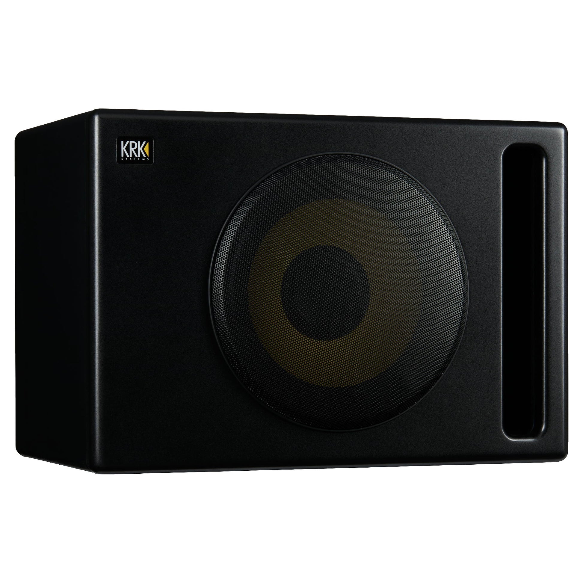 KRK S12.4 Powered Studio Subwoofer - Angle with Grille
