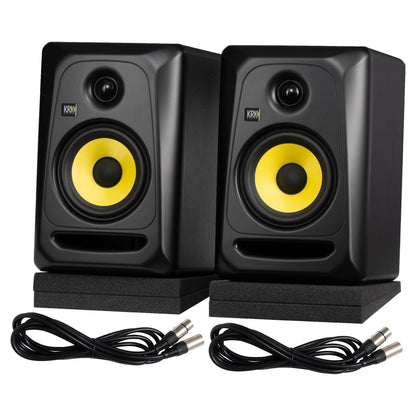 KRK Classic 5 Powered Studio Monitor Pack - Pair Pads and Cables 1